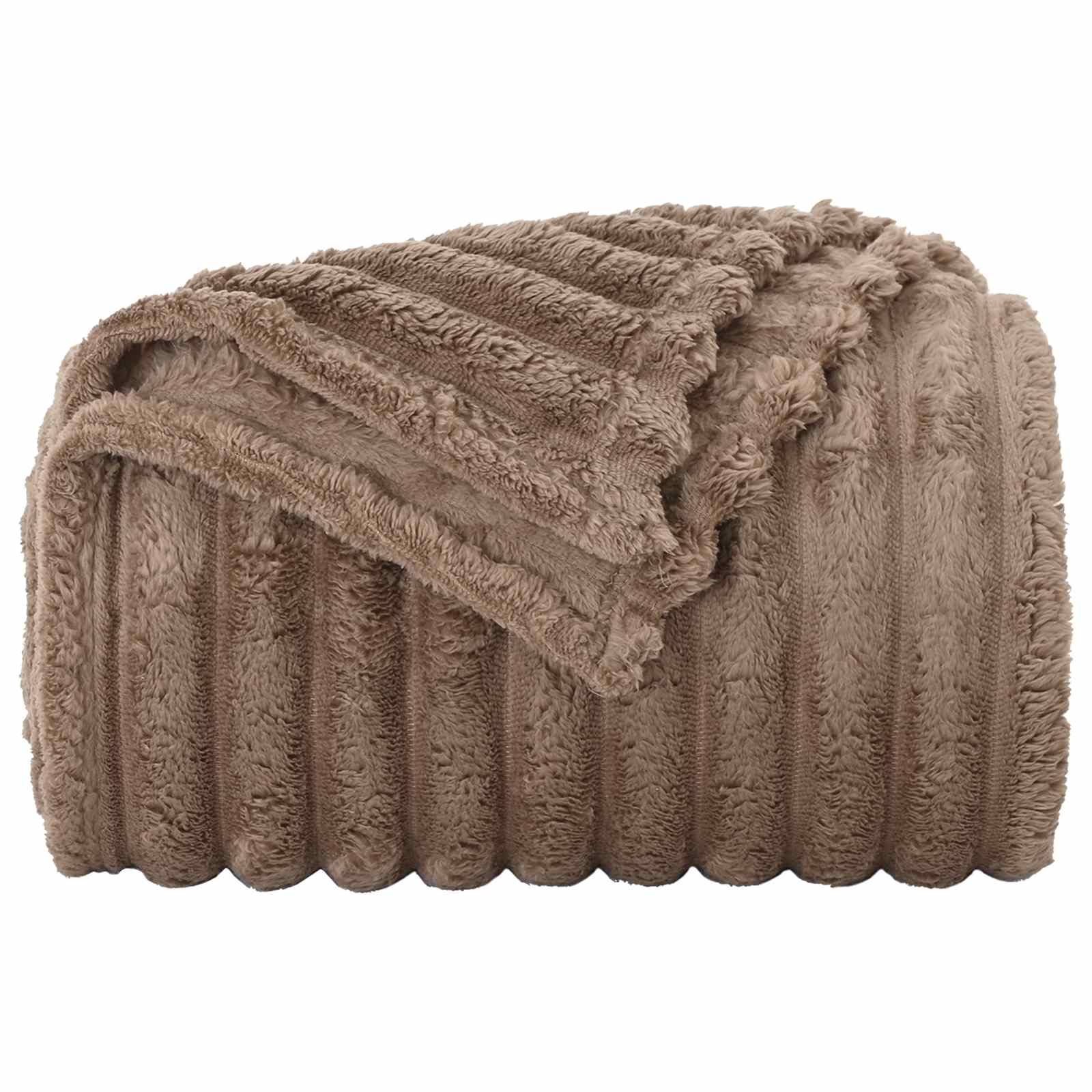 Überwurfdecke Beige 150 x 130 cm Fleece