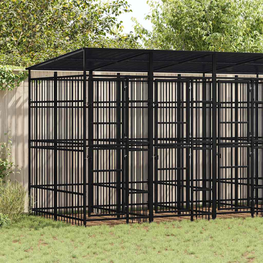 Outdoor-Hundezwinger mit Dach Stahl 1,84 m²