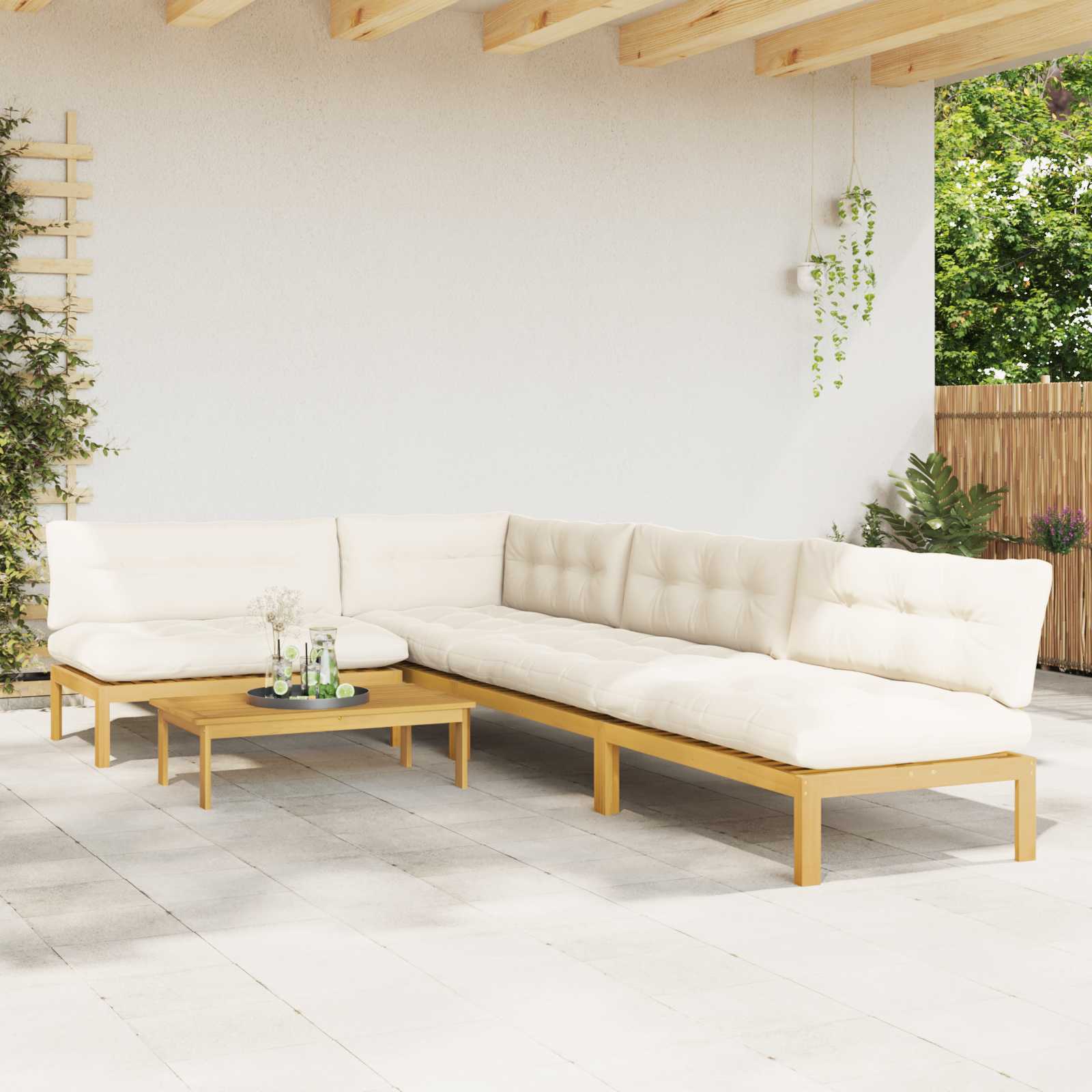 3-tlg. Garten-Sofagarnitur aus Paletten Massivholz Akazie