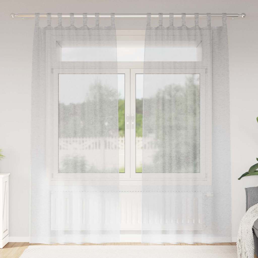 Voile-Vorhang mit Vorhängen 2 pcs Weiß 140 x 140 cm Polyester