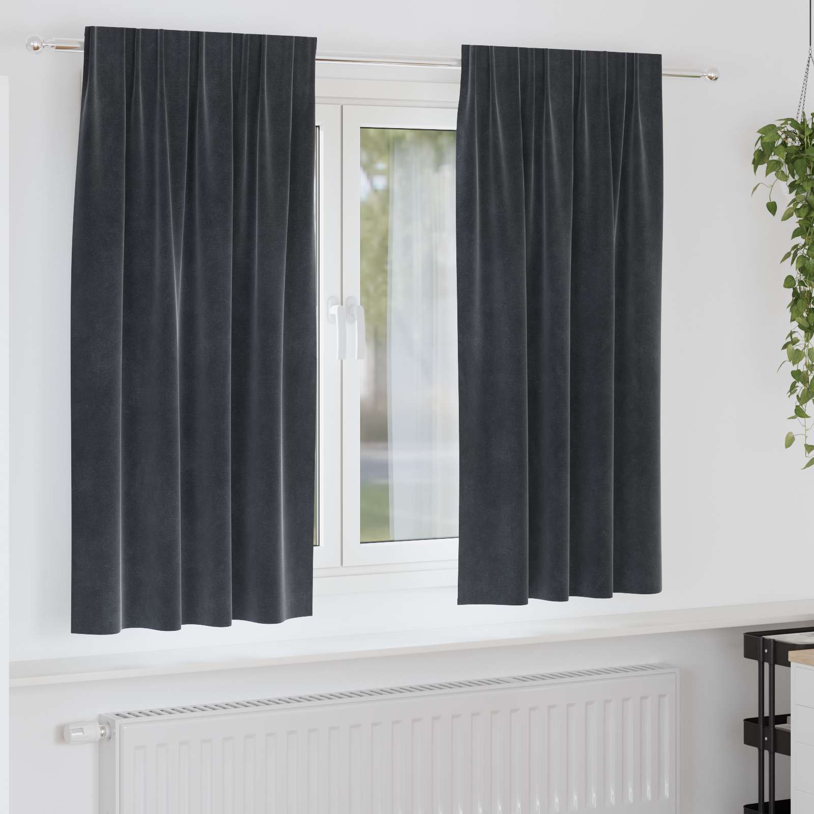 Verdunkelungsvorhänge 2 pcs Schwarz 140 x 140 cm Samt