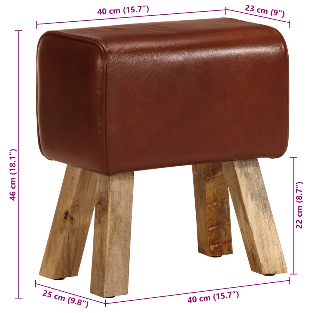 Bank Turnbock-Design 160cm Braun Echtleder Massivholz Akazie
