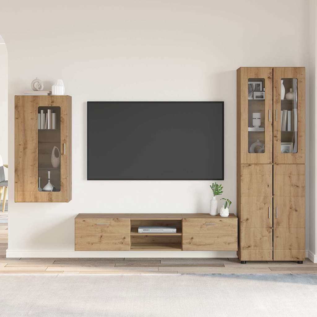 Highboard mit Regal FLORIN Weiß 60 x 35 x 182 cm Holzwerkstoff