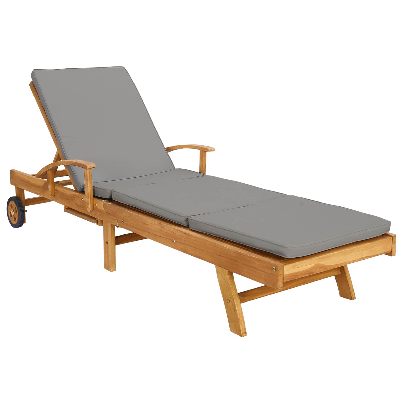 Sonnenliege 1-Person Braun Massivholz Teak