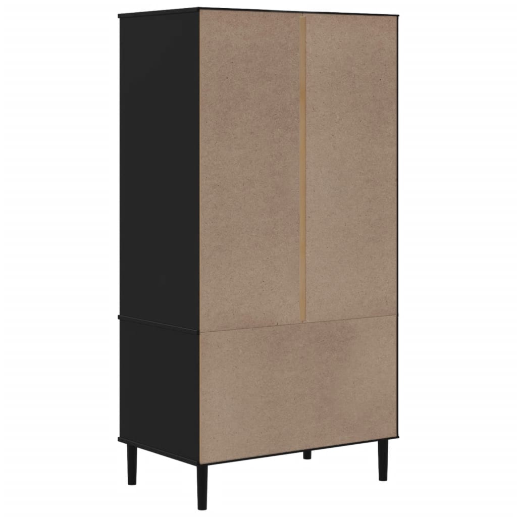Kleiderschrank SENJA Rattan-Optik Braun 90x55x175cm Kiefernholz