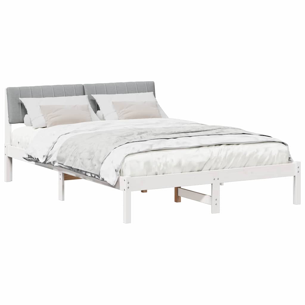 Bettgestell Braun und hellgrau 200 x 200 cm Massivholz Kiefer