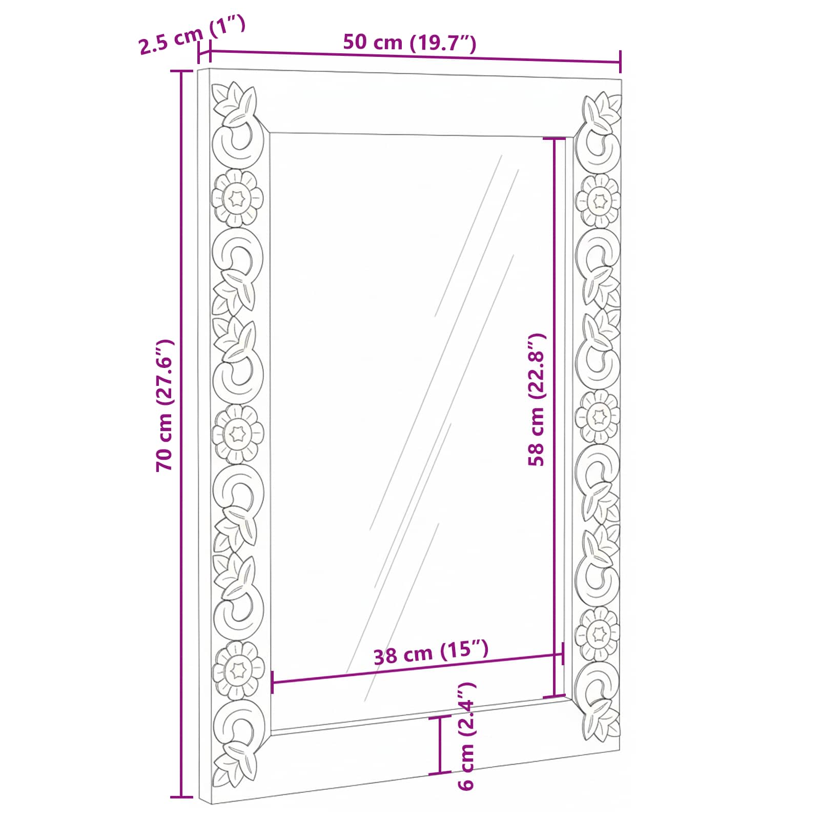 Wandspiegel Walnussbraun 70 x 50 cm Holzwerkstoff und Glas