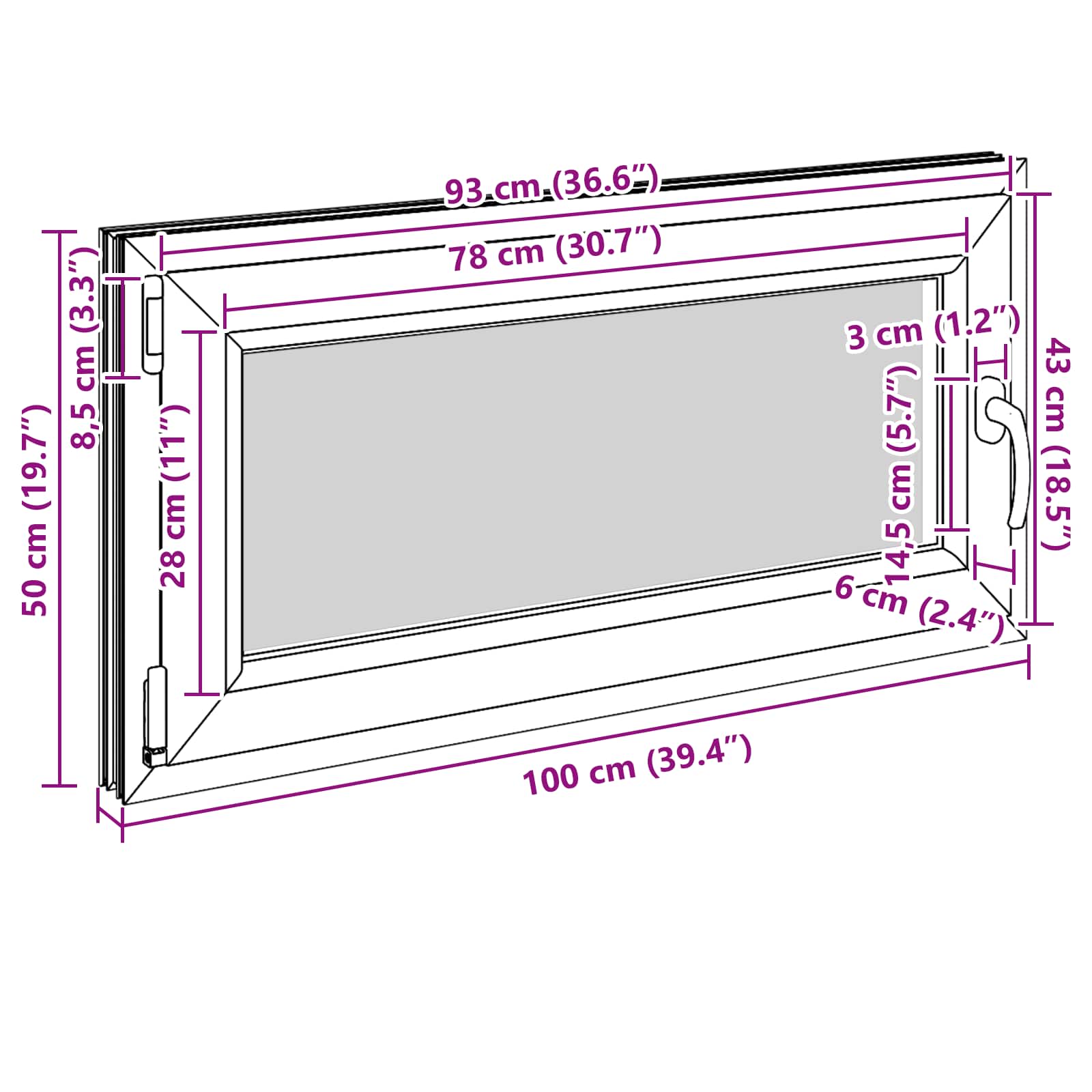 Kellerfenster RISOR 50 x 50 cm PVC und Glas Weiß