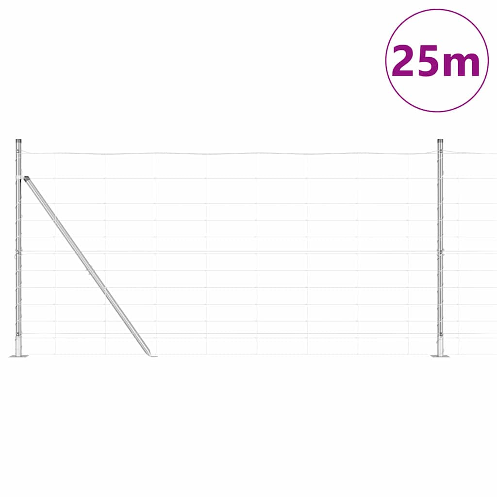 Ground Fix Geschweißter Drahtzaun 25 x 0,8 m Silber Netz