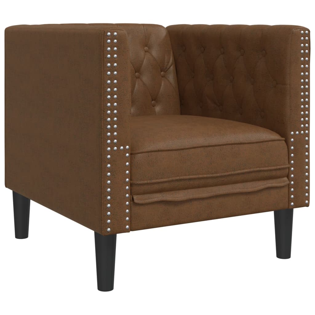 3-tlg. Chesterfield-Sofa-Set Schwarz Kunstleder