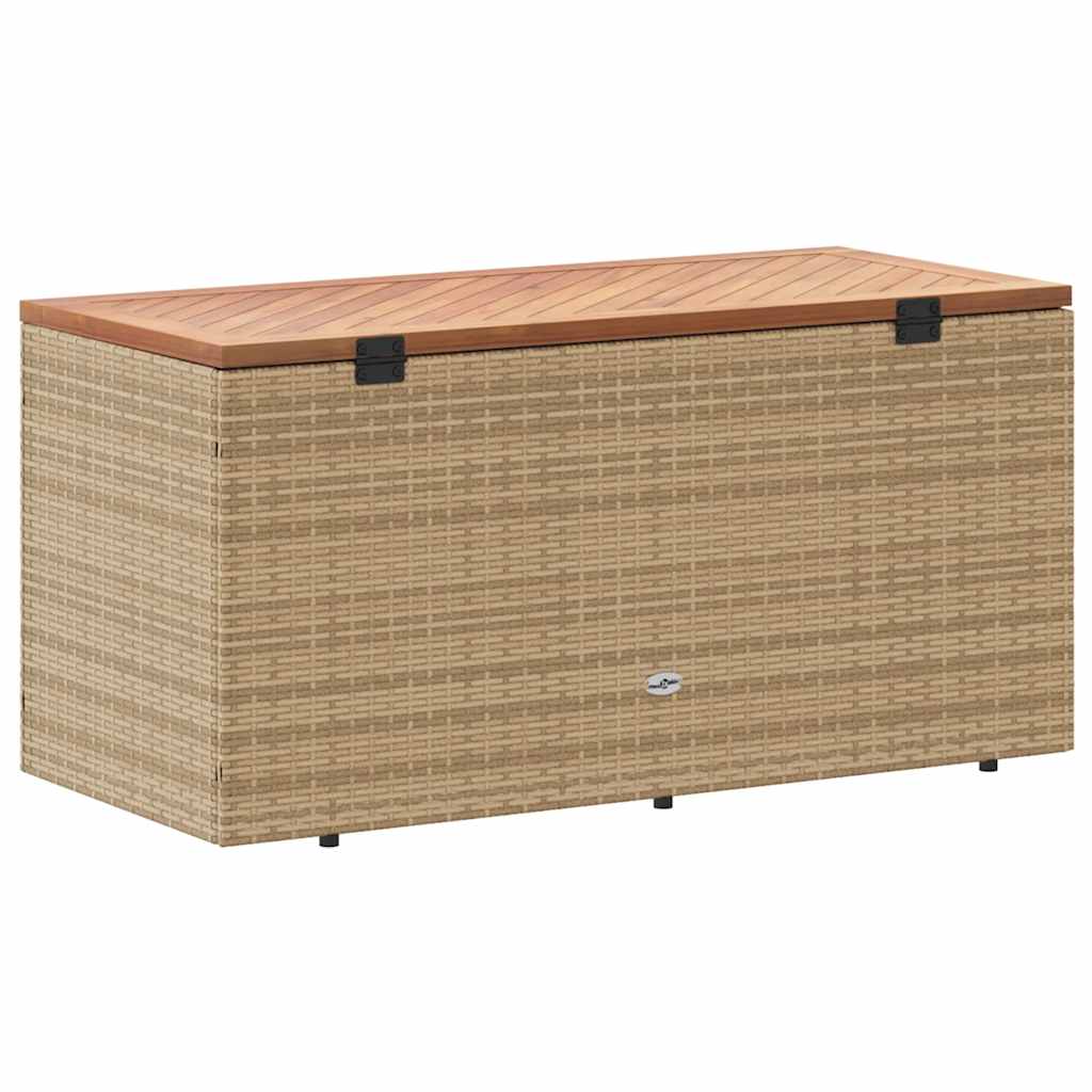 Gartentruhe Schwarz 110x50x54 cm Poly Rattan Akazienholz