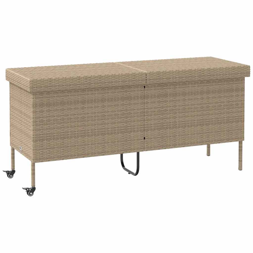 Gartentruhe mit Rollen Schwarz 110x55x73 cm Poly Rattan