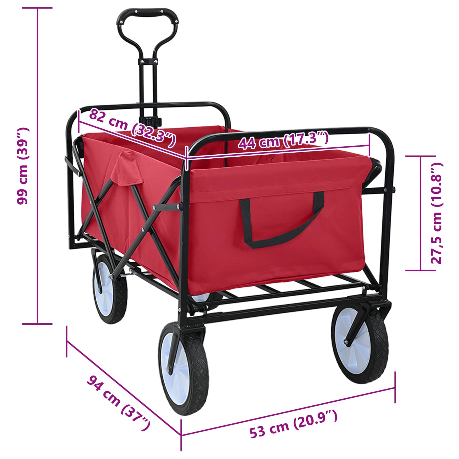 Klapp-Handwagen Grau 94 x 53 x 99 cm Oxford-Stoff