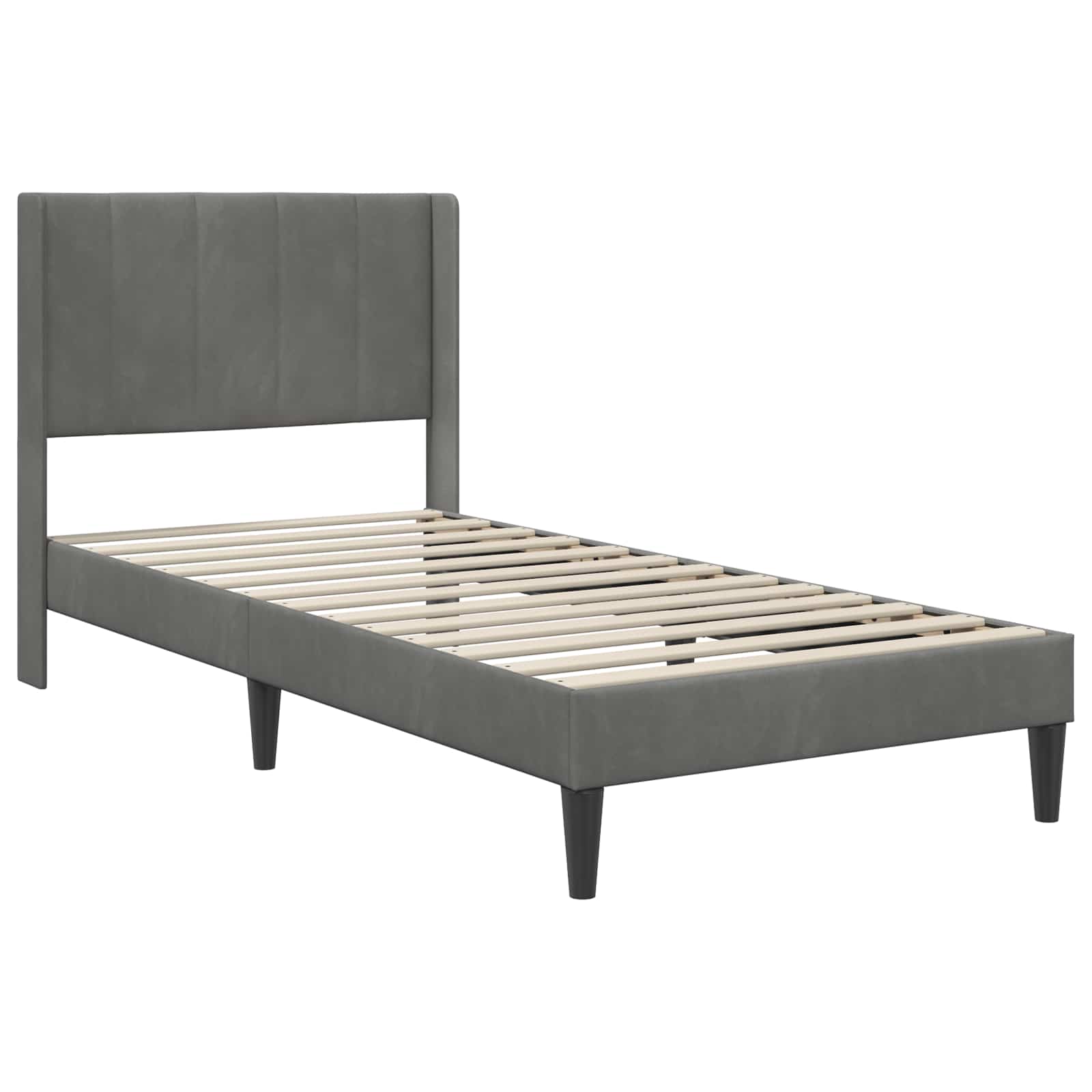 Bettgestell mit Matratze mit Kopfteil Hellgrau 80 x 200 cm Samt