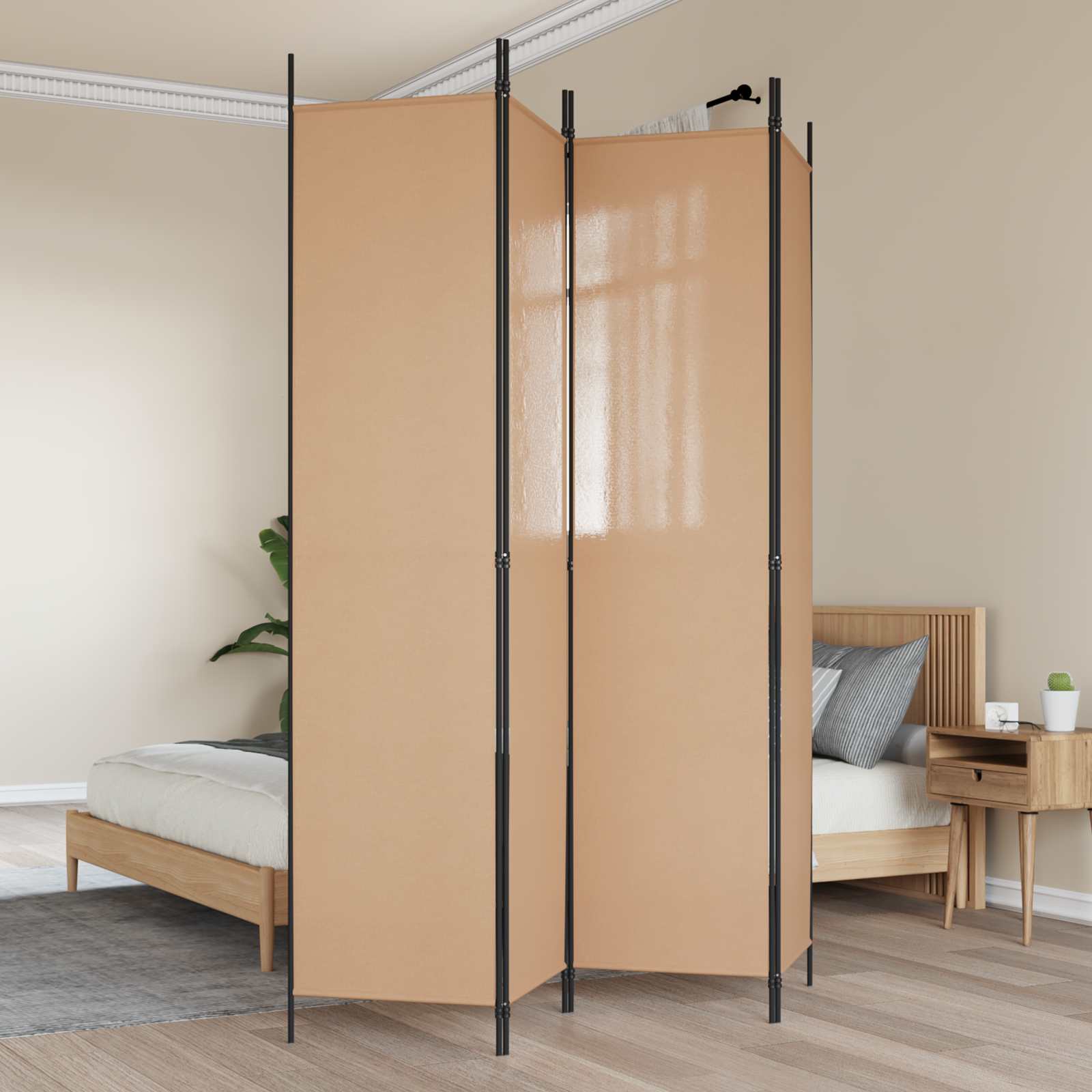 3-teiliger Raumteiler Beige 150 x 220 cm Stoff