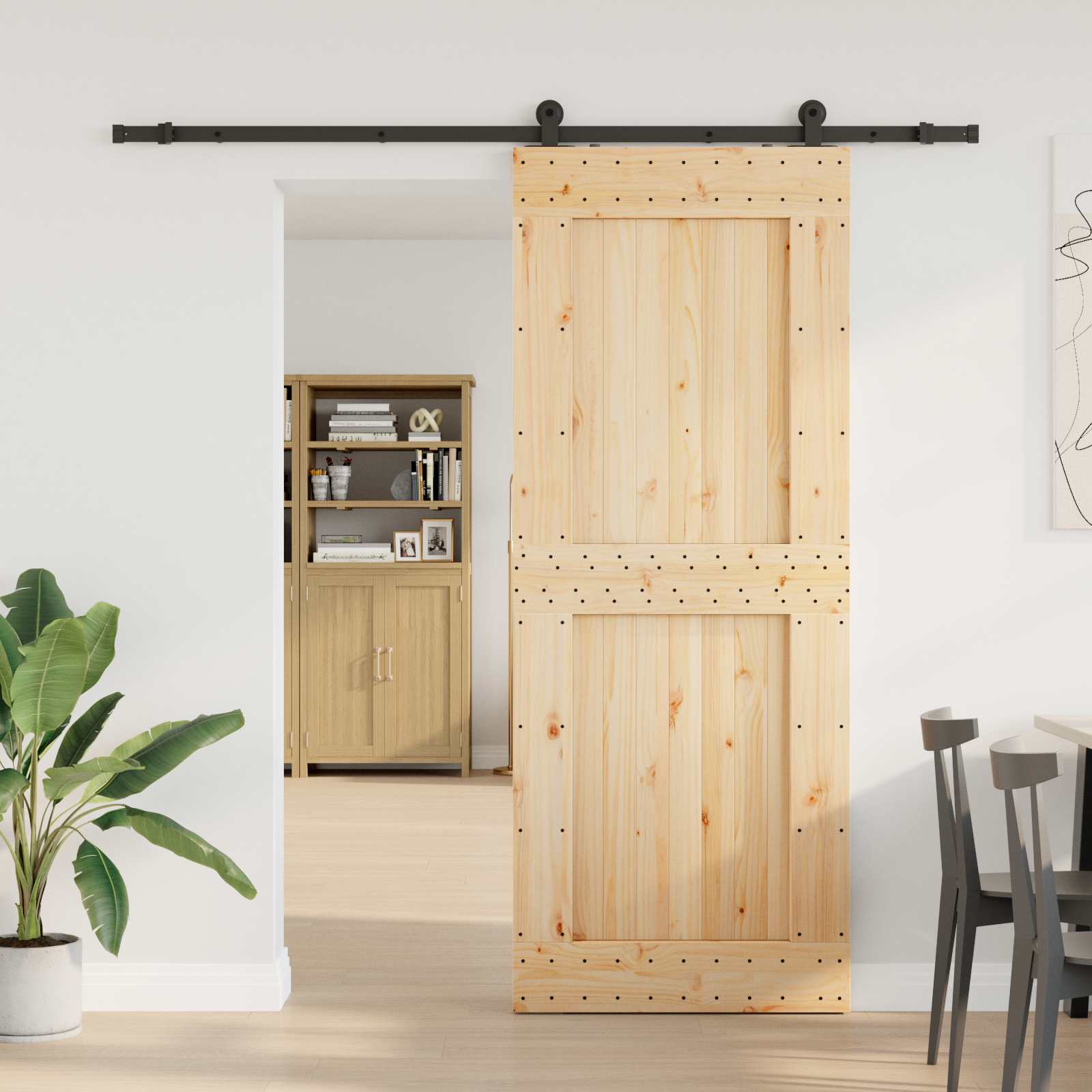 Schiebetür NARVIK Natürlich und Schwarz 70 x 210 cm (213,5 cm)