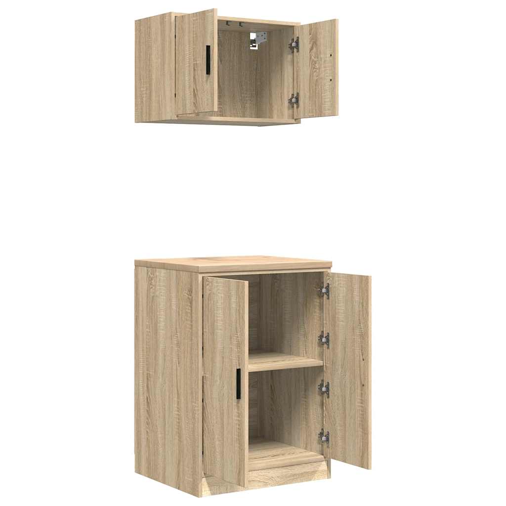 Garagenschränke 2 Stk. Schwarz Holzwerkstoff