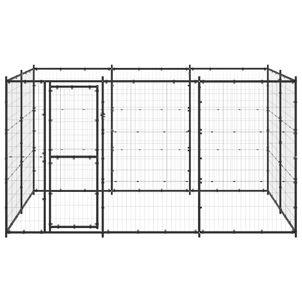 Outdoor-Hundezwinger mit Überdachung Stahl 7,26 m²