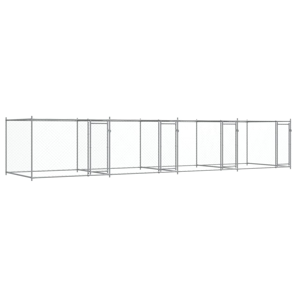 Hundezwinger mit Tür Grau 2x2x1,5 m Verzinkter Stahl