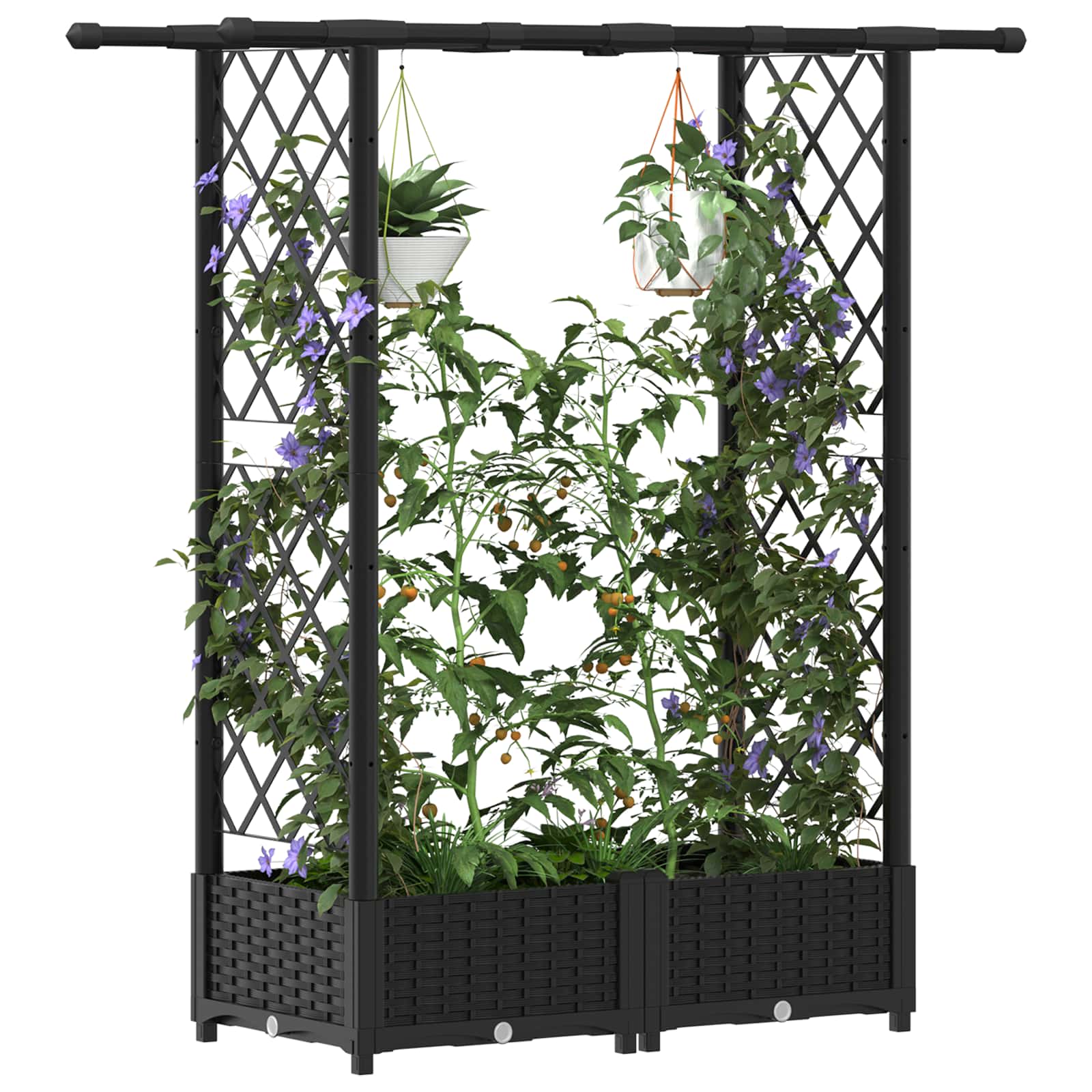 Hochbeet mit Rankgitter und Dach Braun 124 x 40 x 123 cm PP
