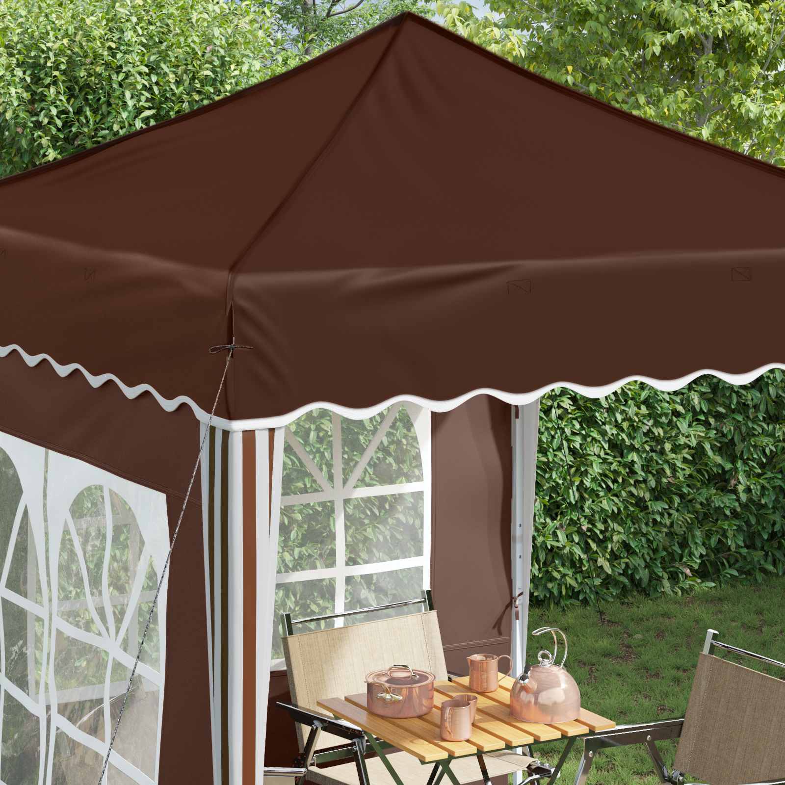 Pop-up Partyzelt 195 x 195 x 245 cm Creme Oxford-Stoff