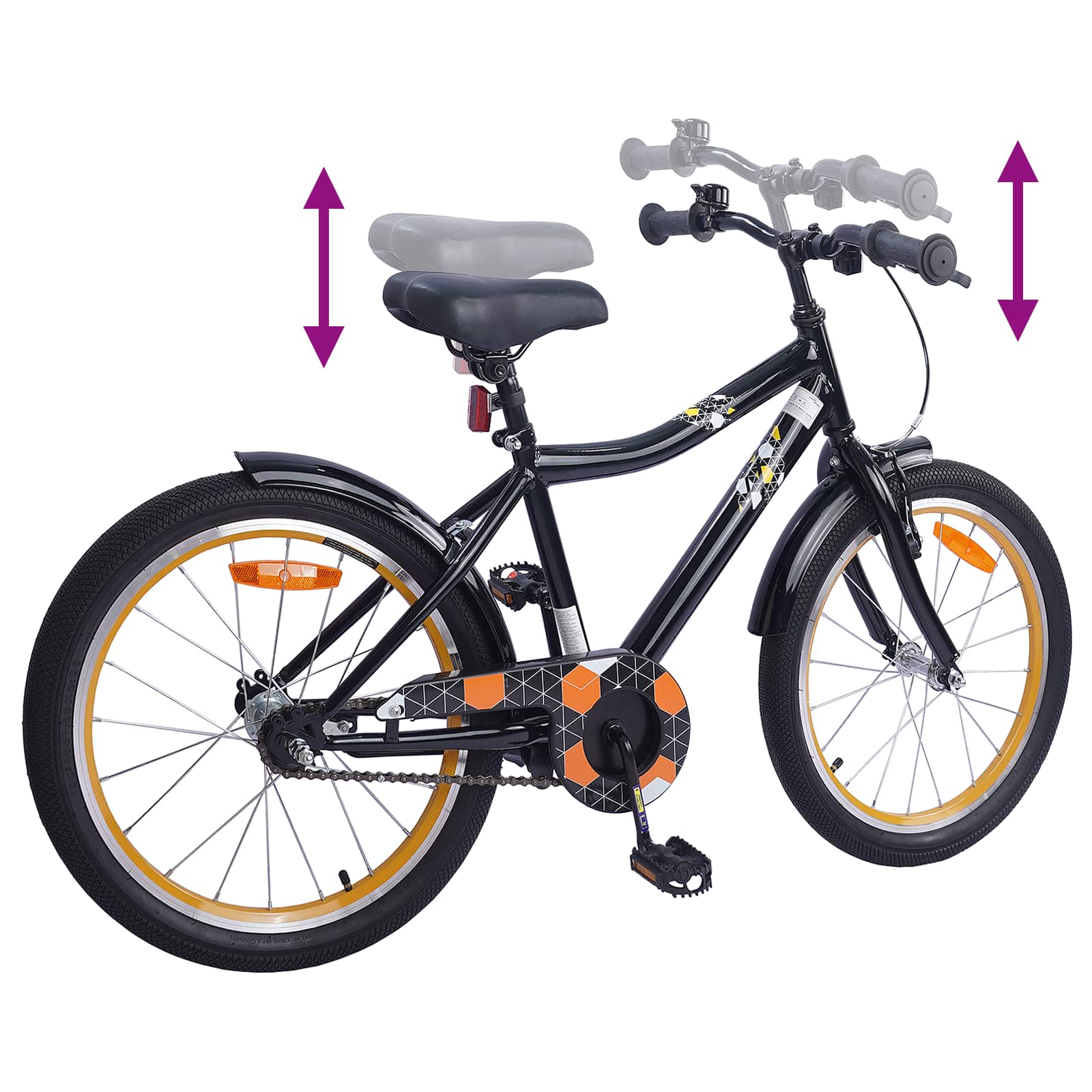 Kinderfahrrad 12 Zoll für 2-4 Jahre alt Schwarz