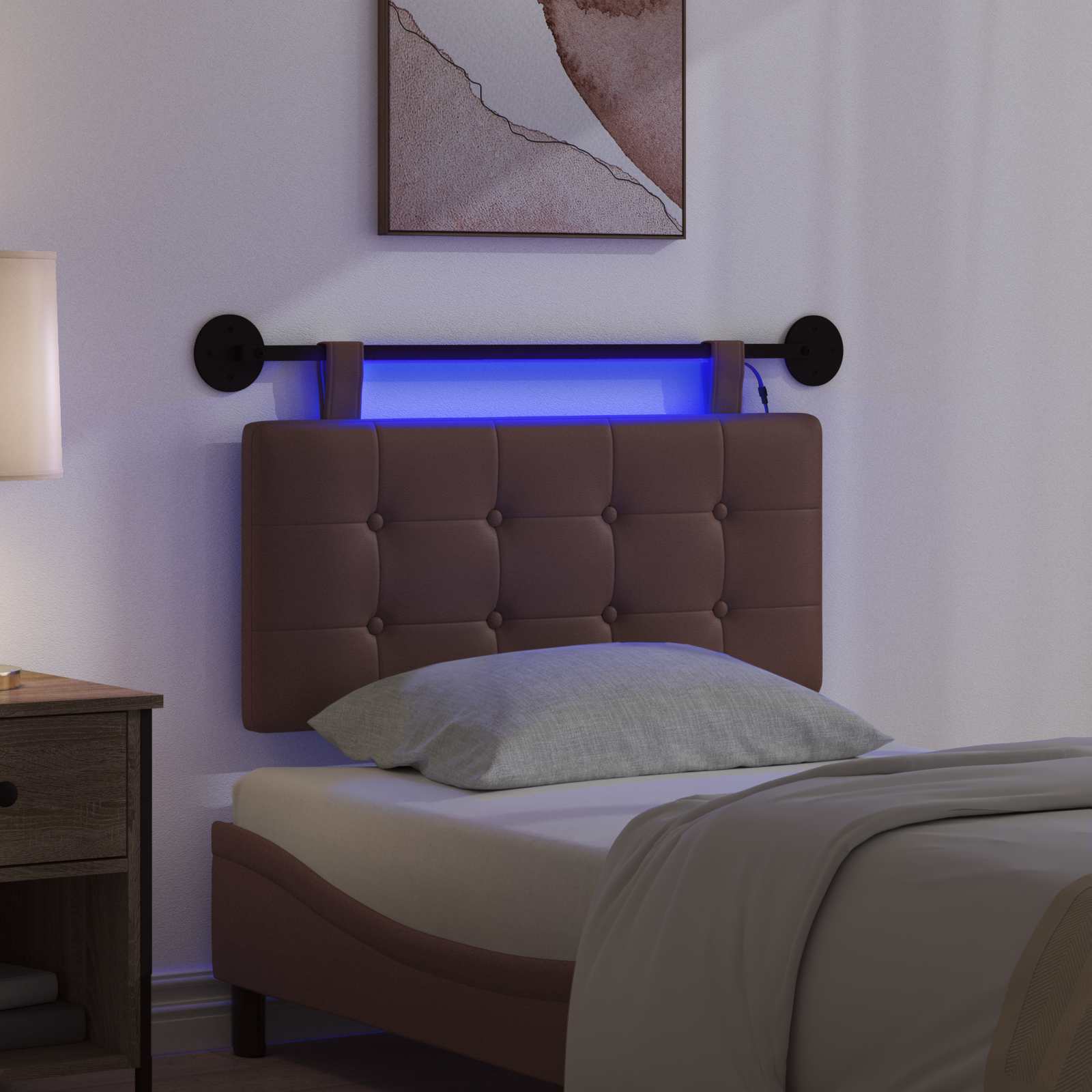 Hängendes Kopfteil Mit LED Licht Creme Kunstleder