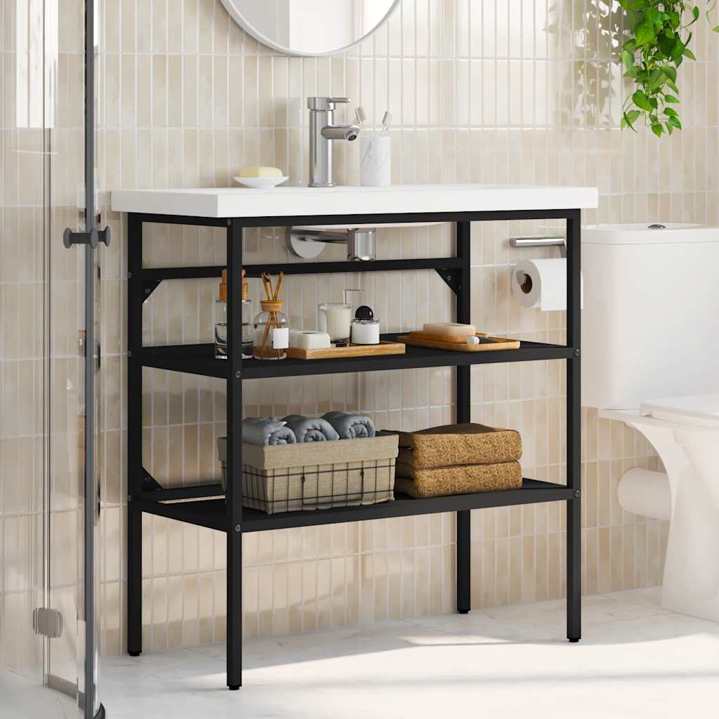 Badezimmer Waschtischgestell Weiß 40x38x83 cm Eisen