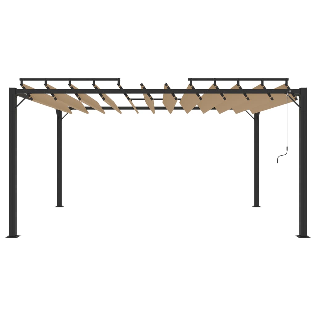 Pergola mit Lamellendach 3x3 m Creme Stoff und Aluminium