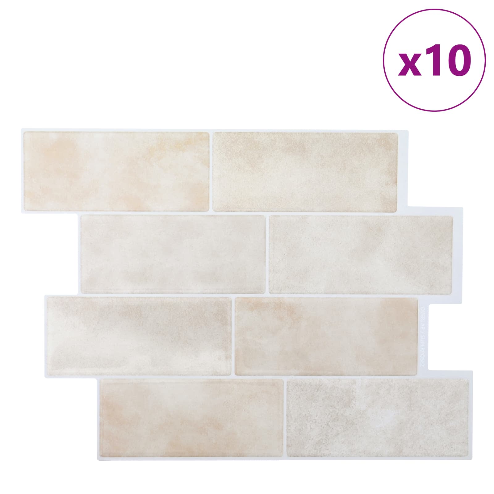 U-Bahn-Fliese 10 pcs Weiß Grau 29 x 21 cm Polyurethan und PET