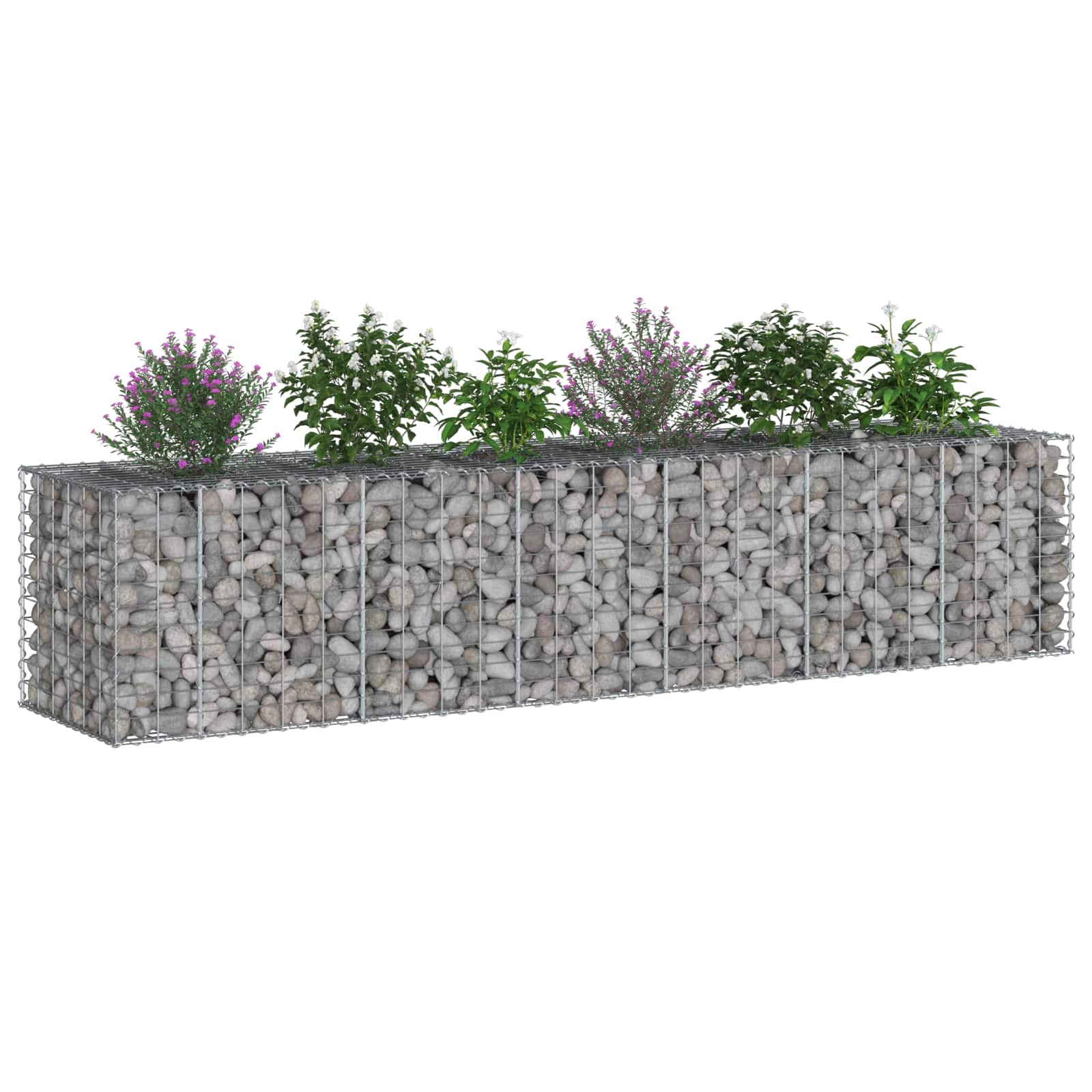Gabionen Hochbeet 2 pcs Silber 260 x 60 x 55 cm