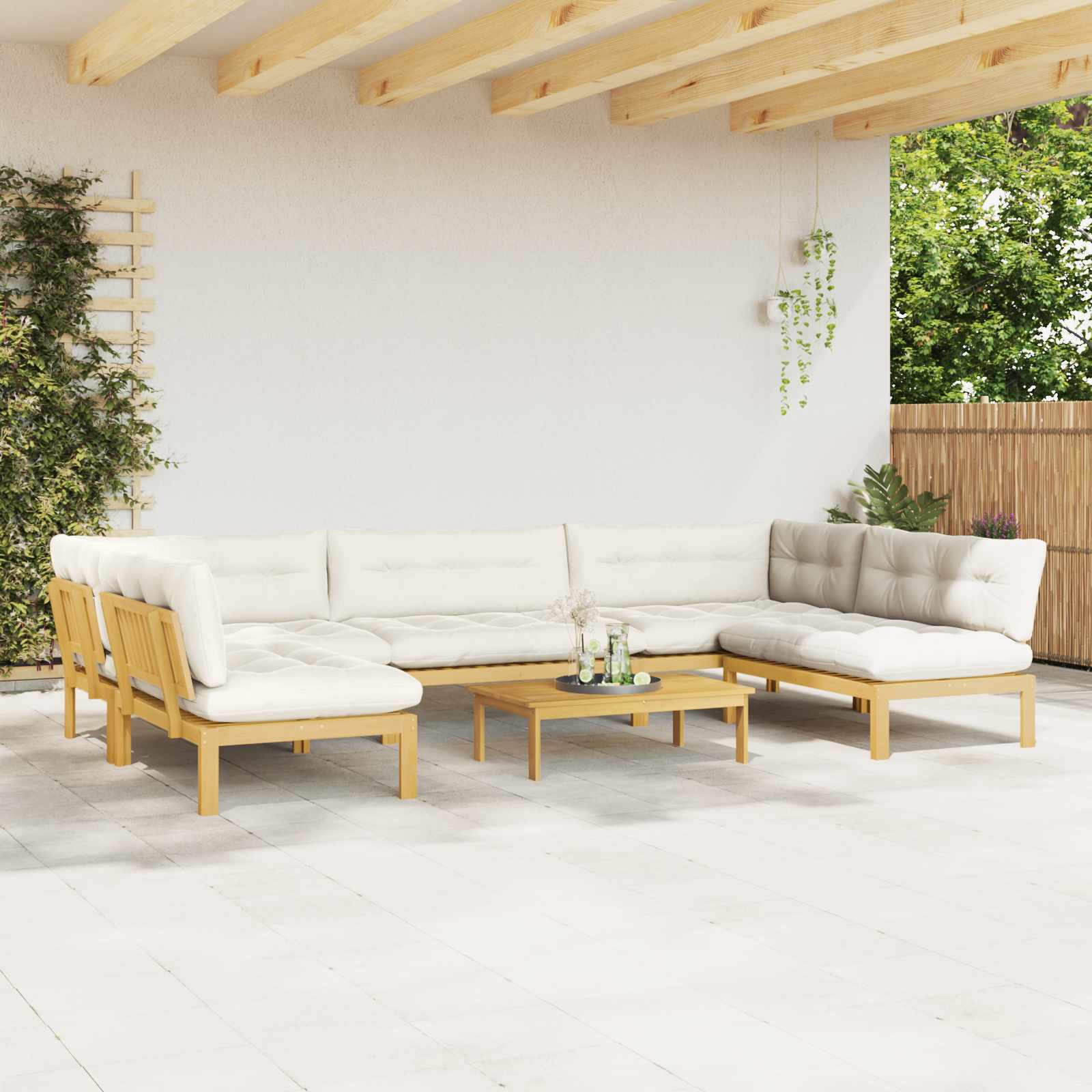 3-tlg. Garten-Sofagarnitur aus Paletten Massivholz Akazie