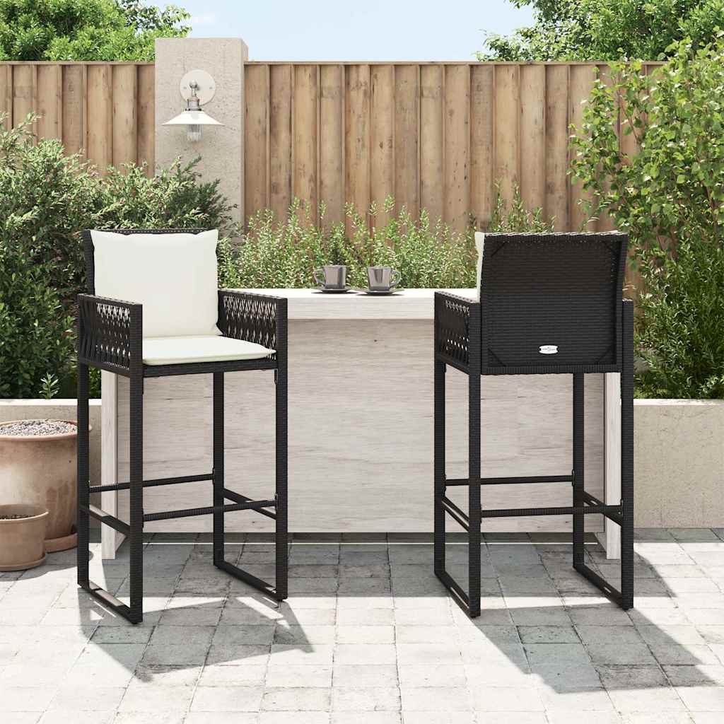 Garten-Barhocker 2 Stk. Schwarz Poly Rattan
