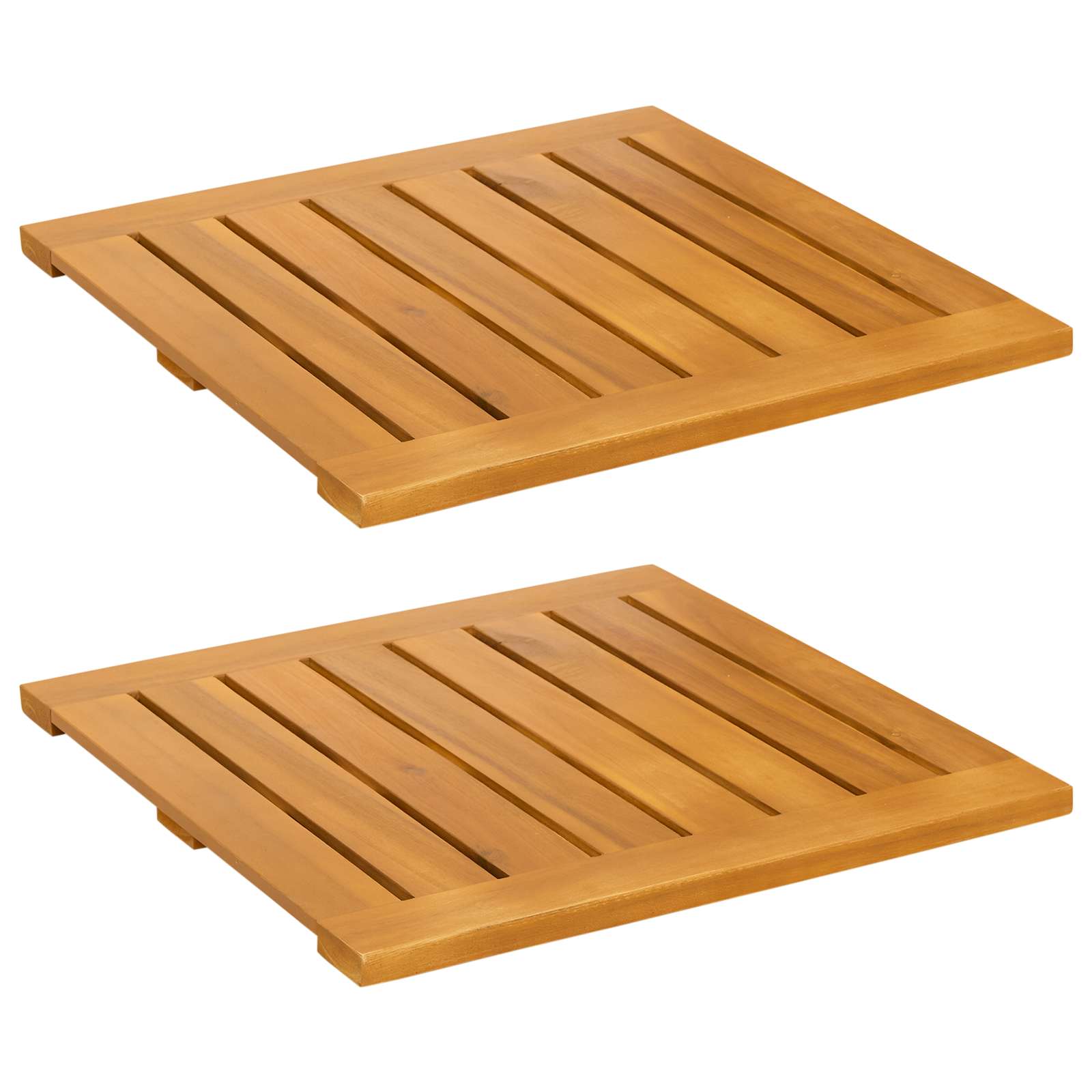 Badematte Uni Braun 60 x 40 cm Massives Akazienholz