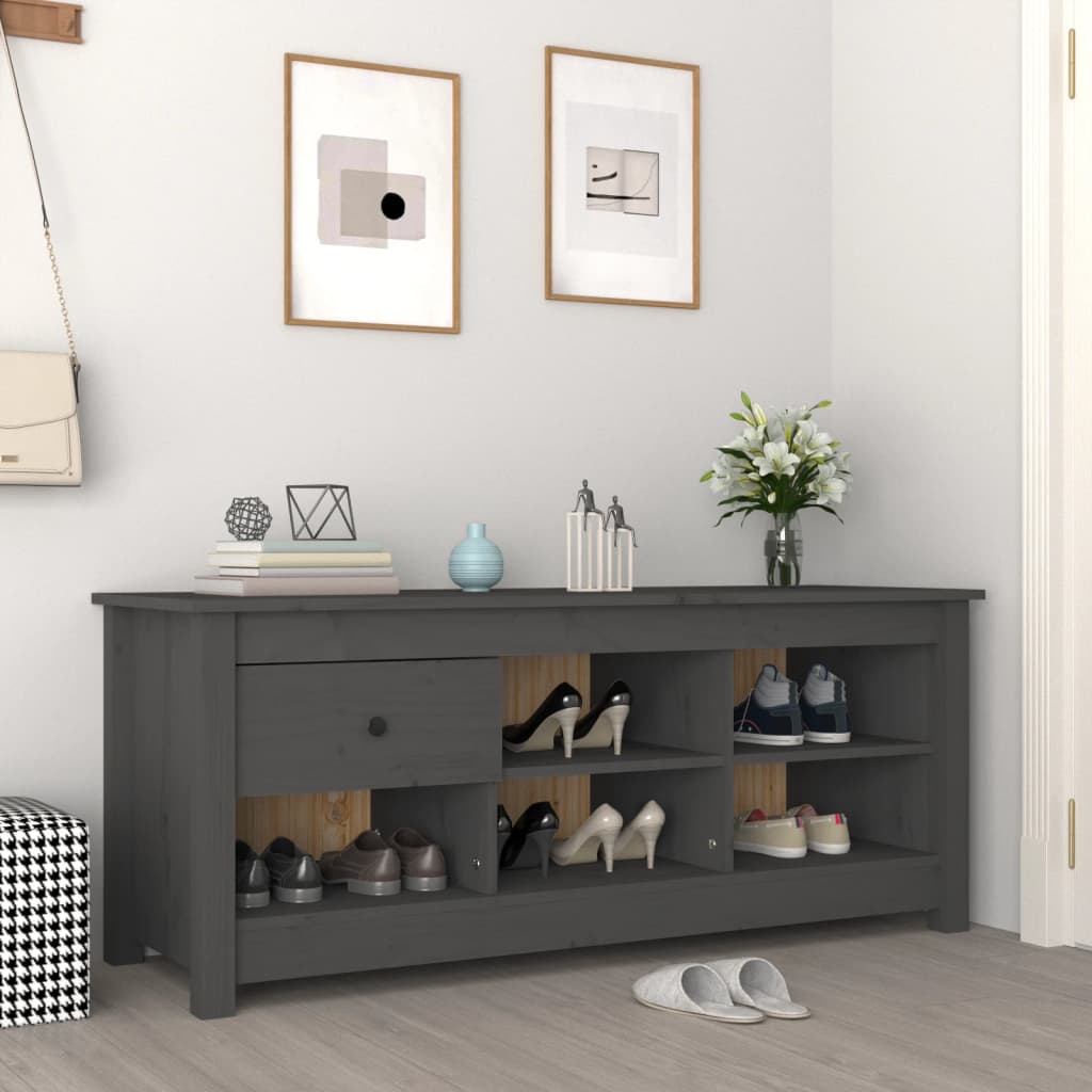 Schuhschrank 110x38x45,5 cm Massivholz Kiefer