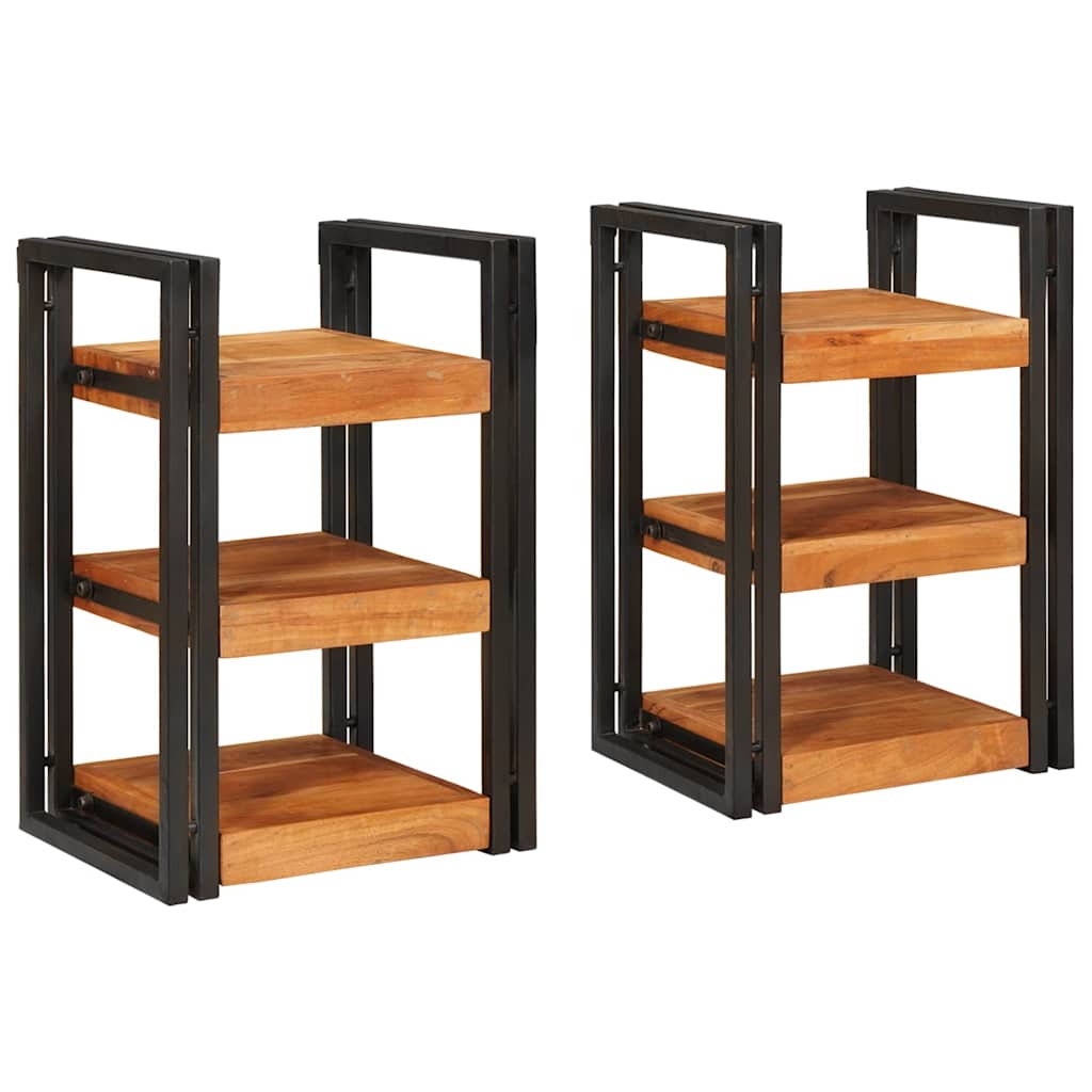 Nachttisch Braun und Schwarz 38 x 33 x 58 cm Massivholz Mango