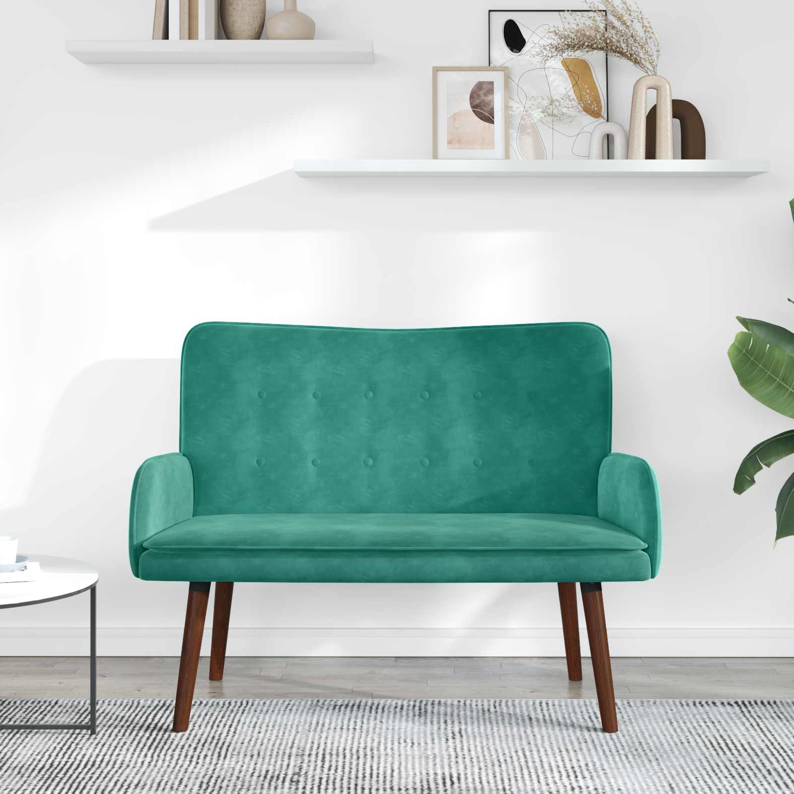 2-Sitzer Sofa Hellgrau 115 x 61 x 87 cm Samt (V)