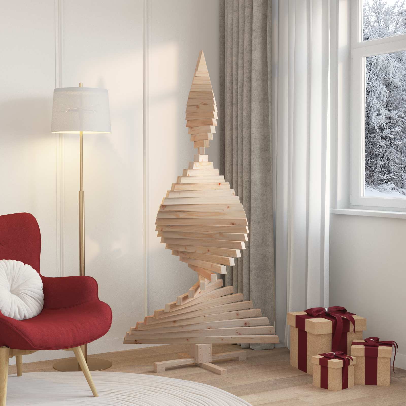 Weihnachtsbäume mit Ständer Natur 60 cm Massivholz Kiefer