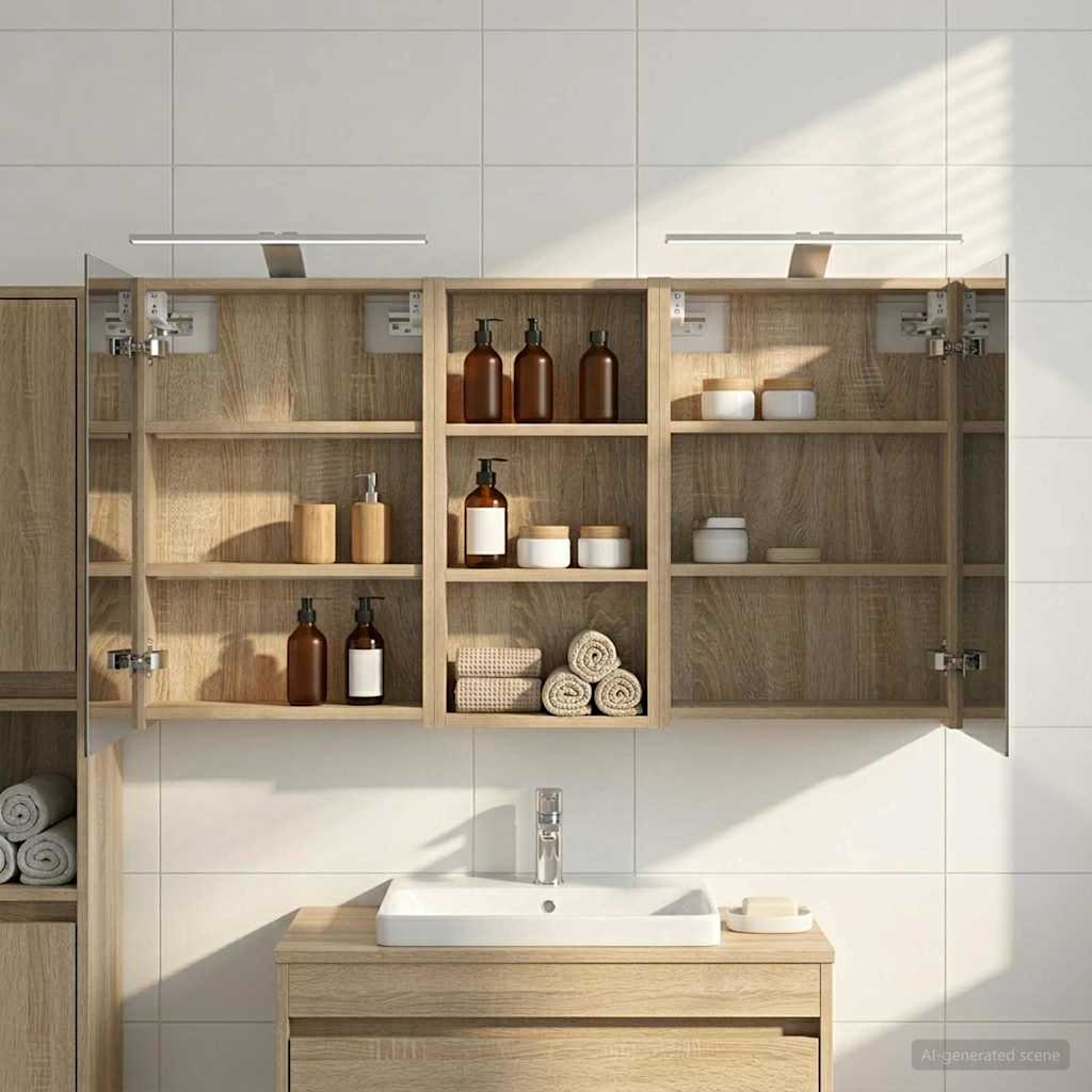 Badezimmerschrank-Set 3 pcs 80 x 10,5 x 50 cm Holzwerkstoff