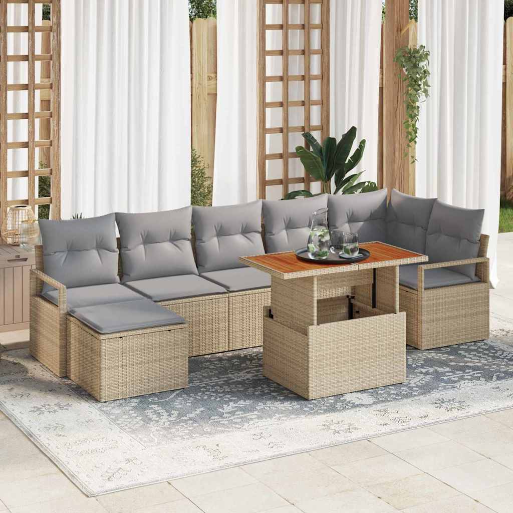 Garten Essgruppe mit Kissen 8 pcs Schwarz und Creme