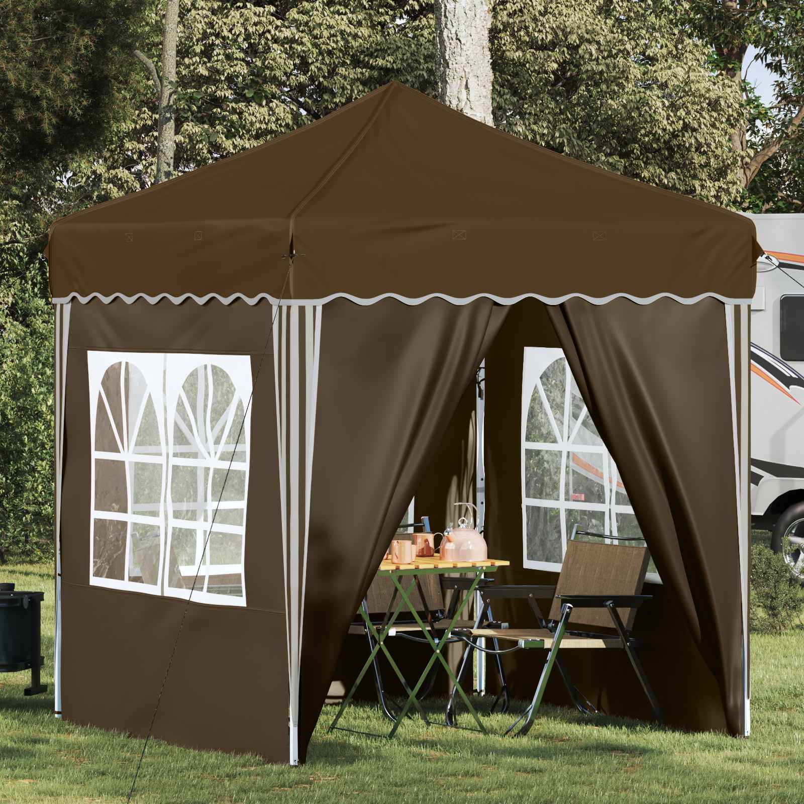 Pop-up Partyzelt 195 x 195 x 245 cm Creme Oxford-Stoff