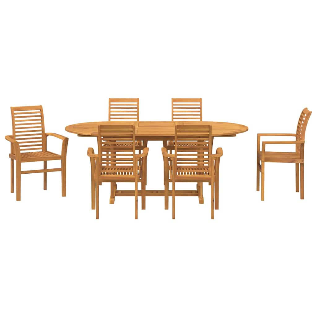 Garten Essgruppe 7 pcs Braun Massivholz Teak