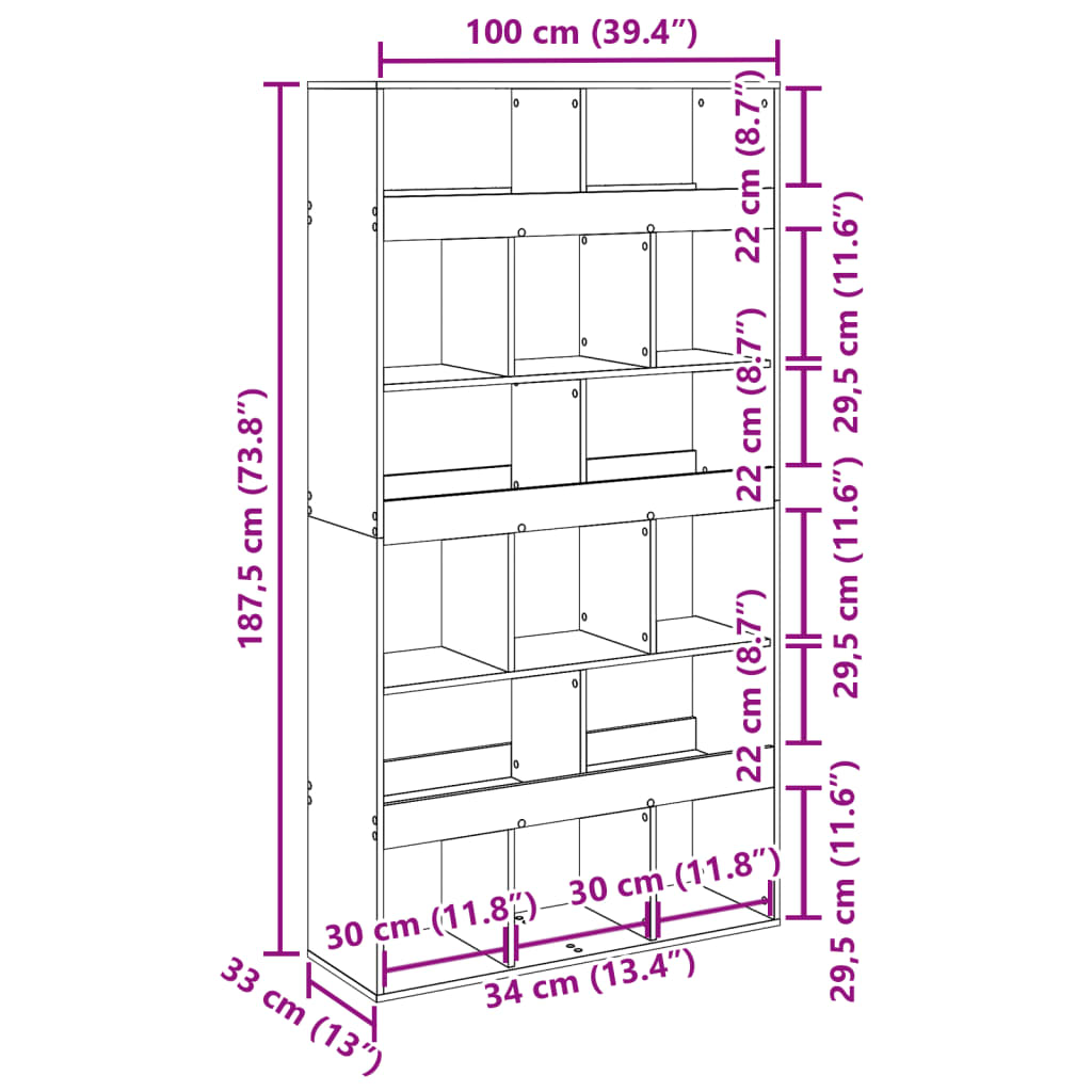 Bücherregal Weiß 100x33x125,5 cm Holzwerkstoff