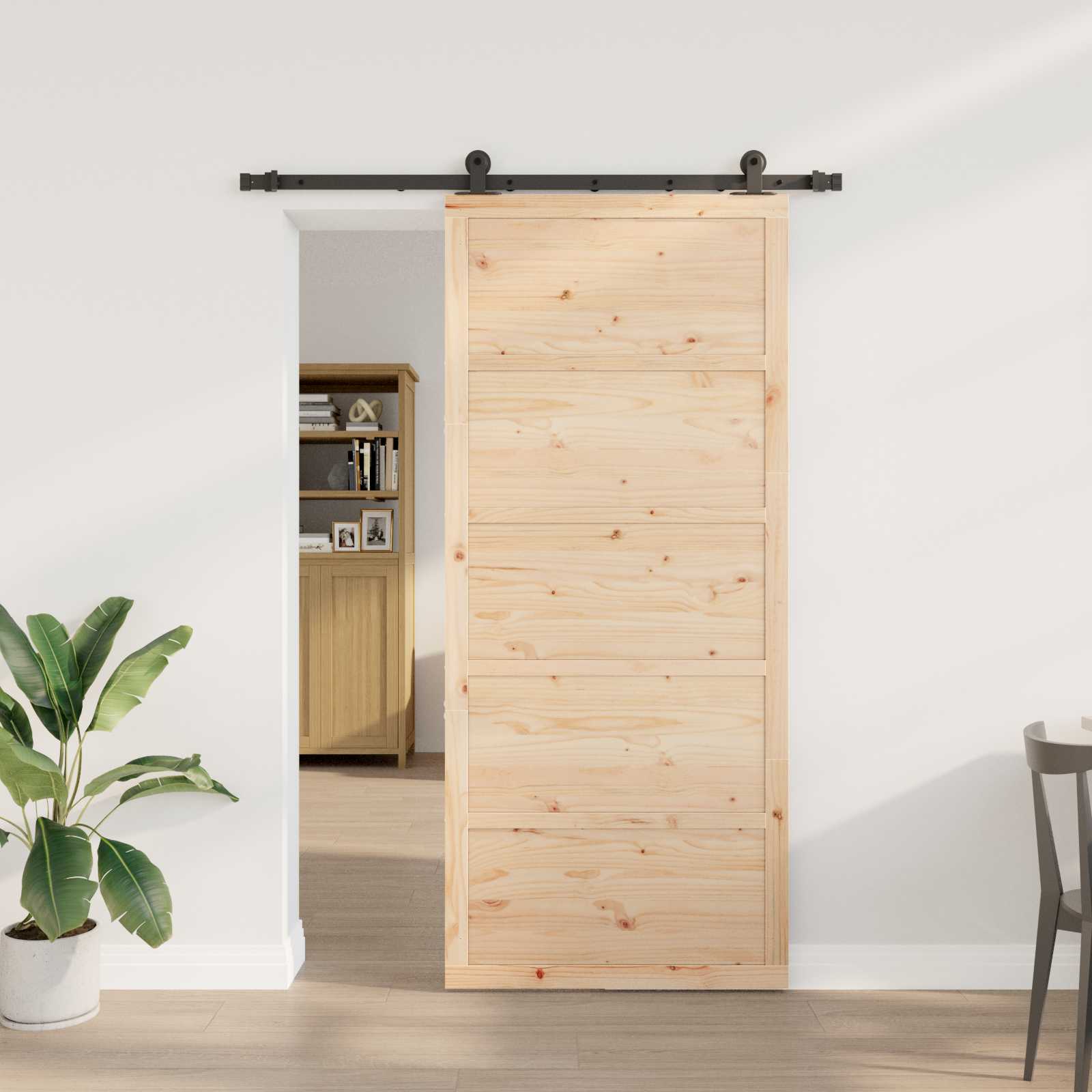 Schiebetür Natur 100 x 208 cm Massives Kiefernholz