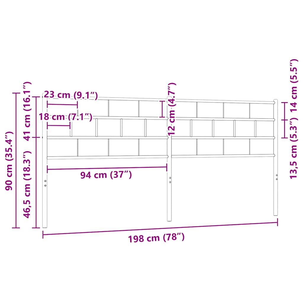 Ersatz-Kopfteil Metall Schwarz 100 cm