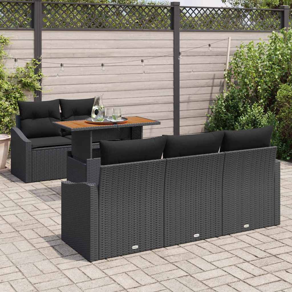 Garten Essgruppe mit Kissen 6 pcs Schwarz und Creme