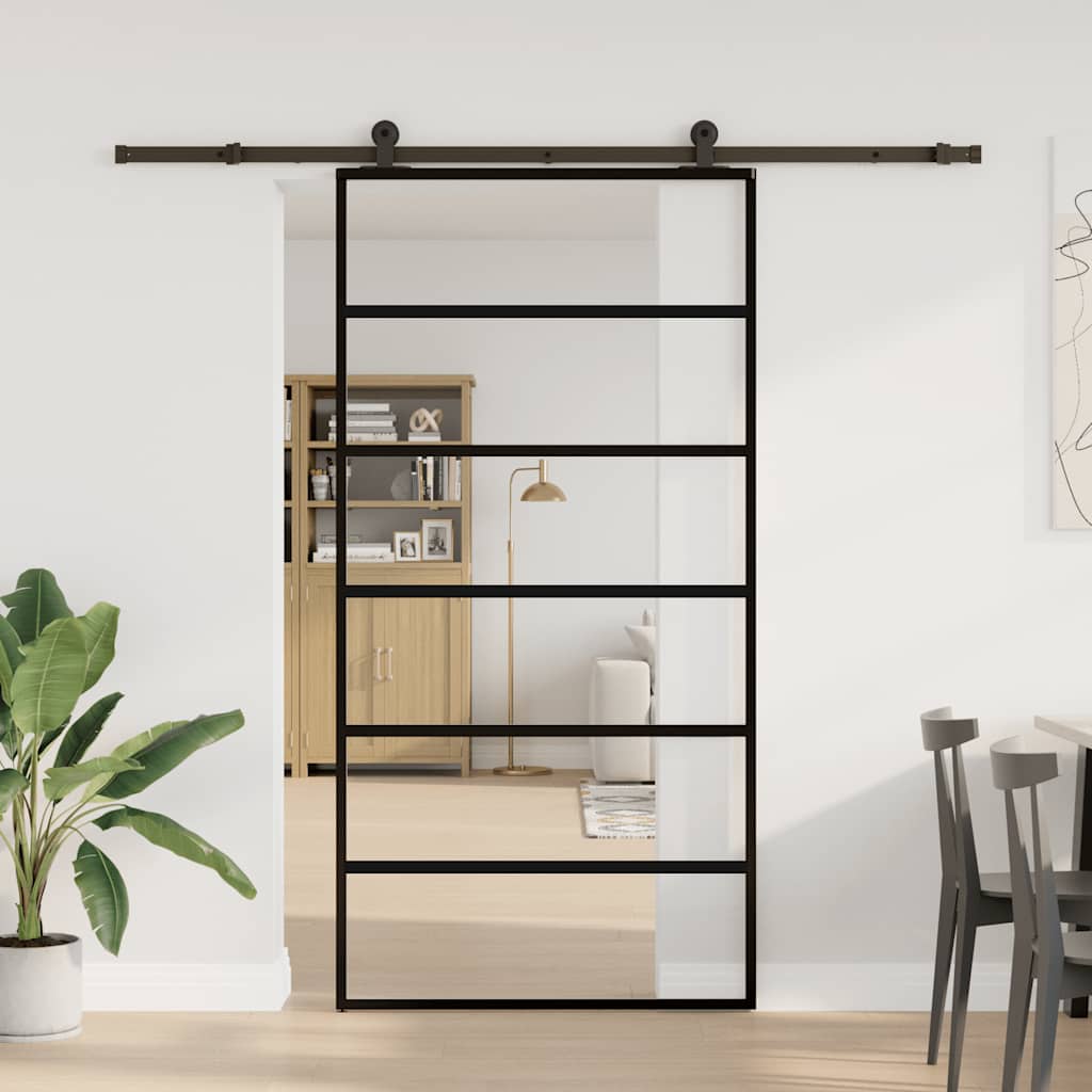Schiebetür mit Beschlag 76x205 cm ESG-Glas & Aluminium