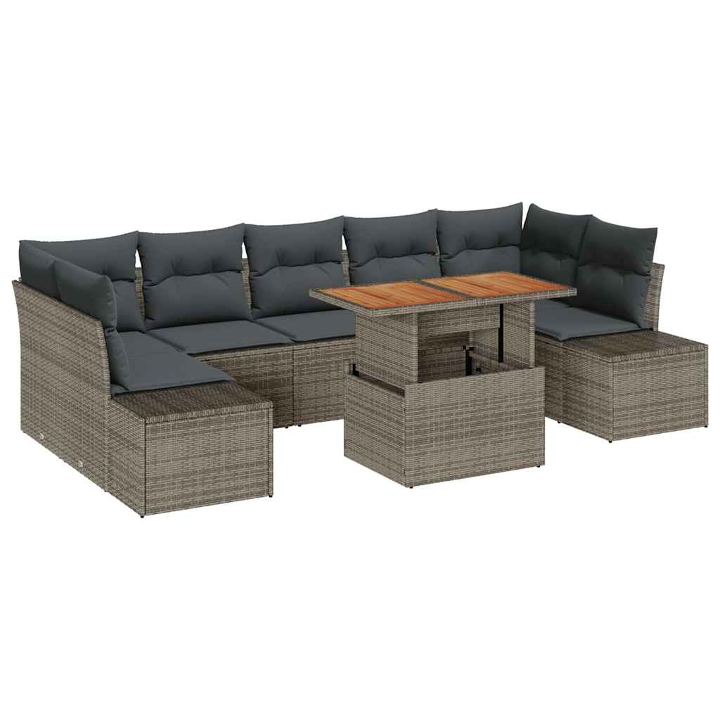 Garten Essgruppe mit Kissen 8 pcs Schwarz und Creme