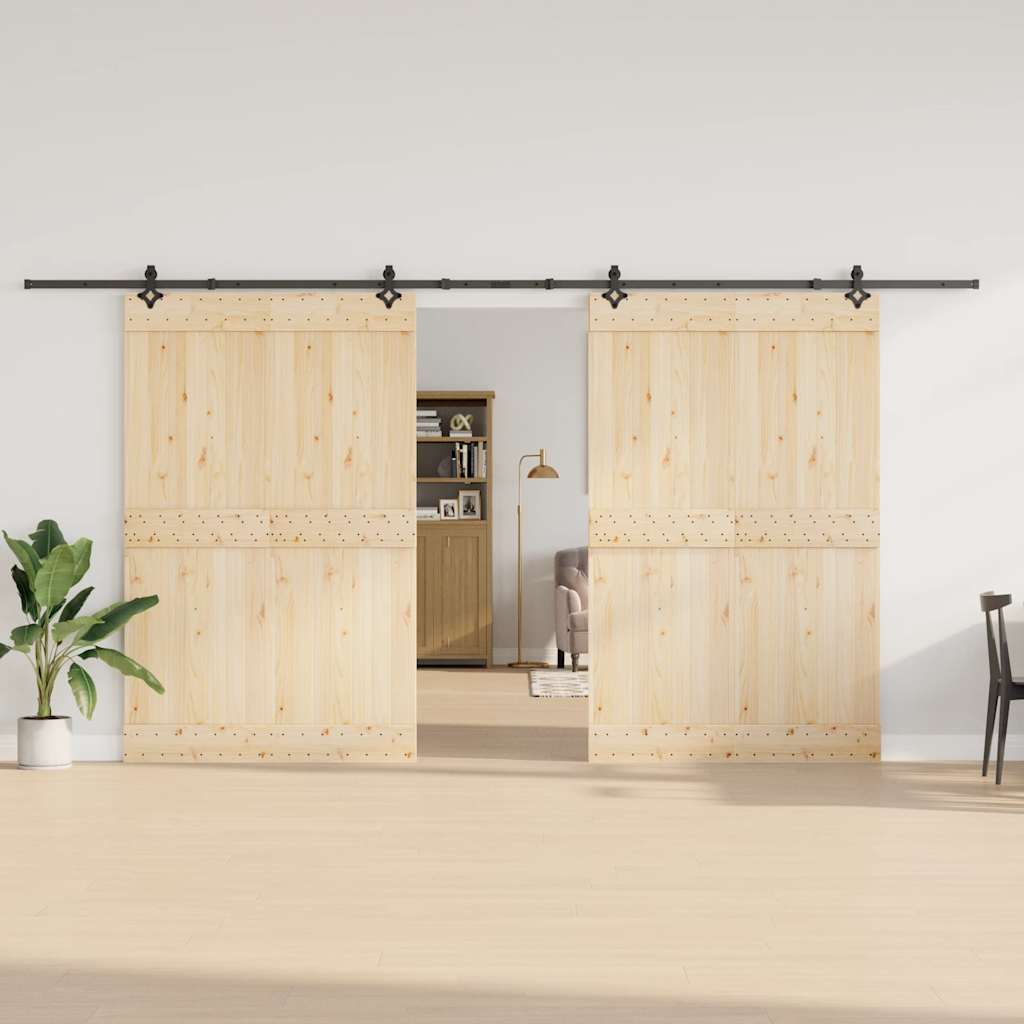 Schiebetürbeschlag-Set 305 cm Stahl Schwarz
