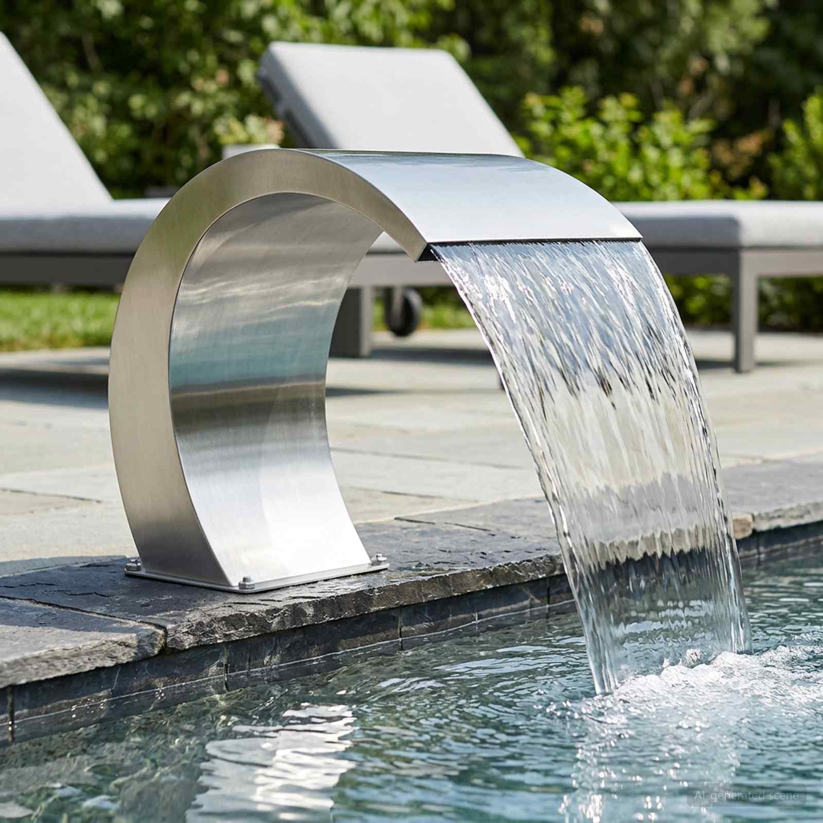 Garten-Wasserfall Pool-Fontäne Edelstahl 45x30x60 cm
